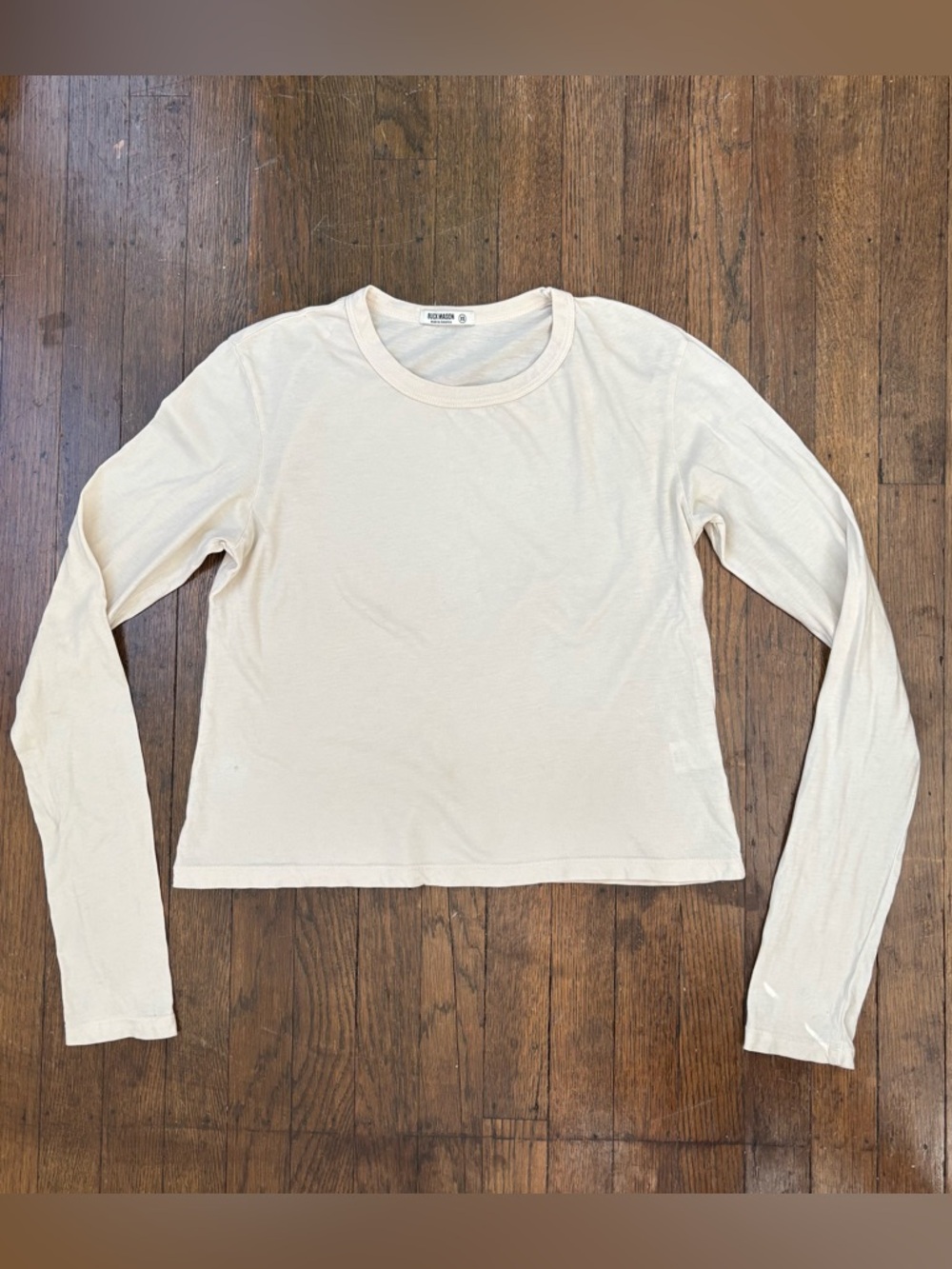 Buck Mason Cotton Cropped Long Sleeve Shirt Women’s XS in Cream